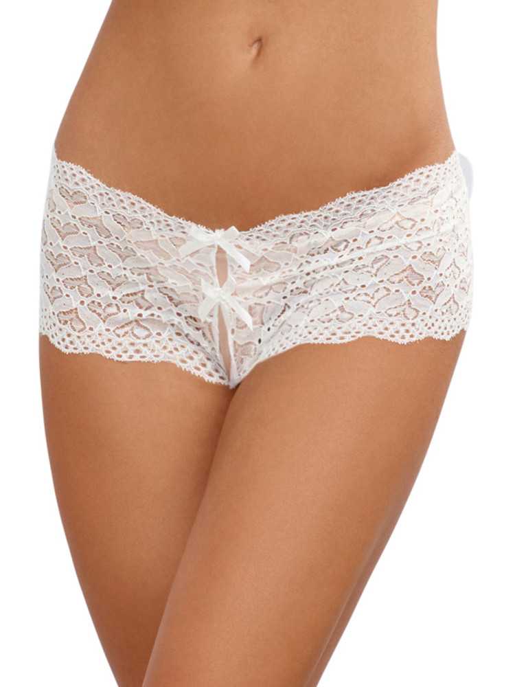 Shorty blanc de dentelle ouvert et ajouré sur les fesses forme coeur - DG1442WHT