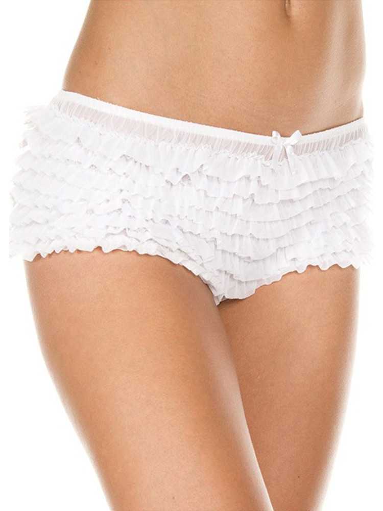 Culotte rétro blanche froufrou sexy - ML117WHT