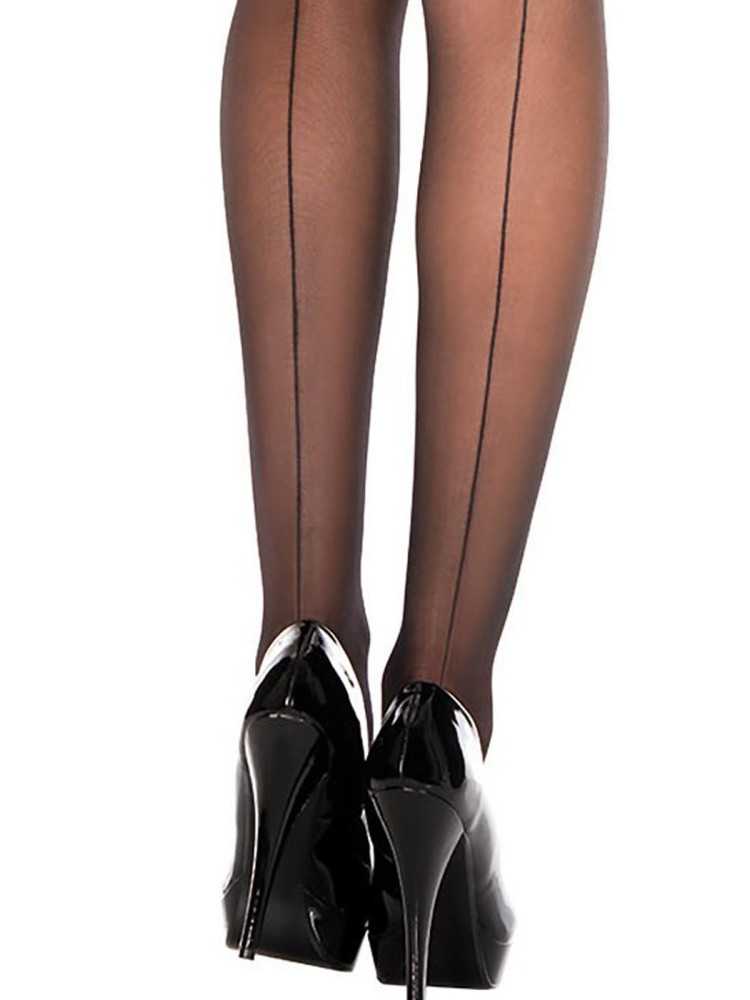 Collant nylon noir effet coutures arrière - MH331BLK