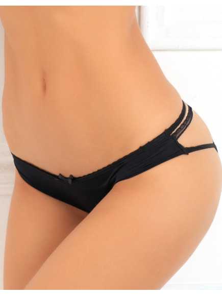 Culotte noire douce ornements quadrillés sur les fesses - REN1137-BLK