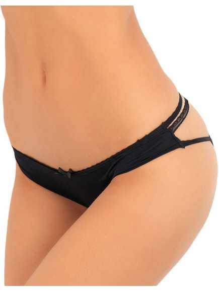 Culotte noire douce ornements quadrillés sur les fesses - REN1137-BLK