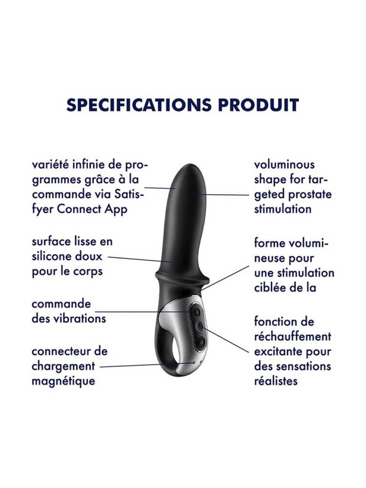 Vibromasseur noir USB, chauffant et connecté Hot Passion Satisfyer - CC597790