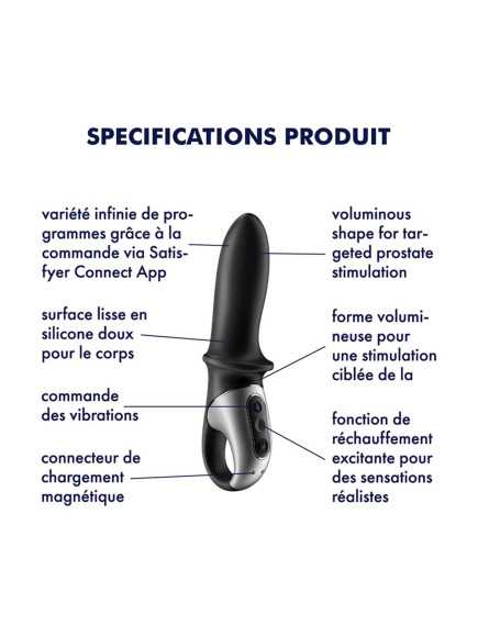 Vibromasseur noir USB, chauffant et connecté Hot Passion Satisfyer - CC597790