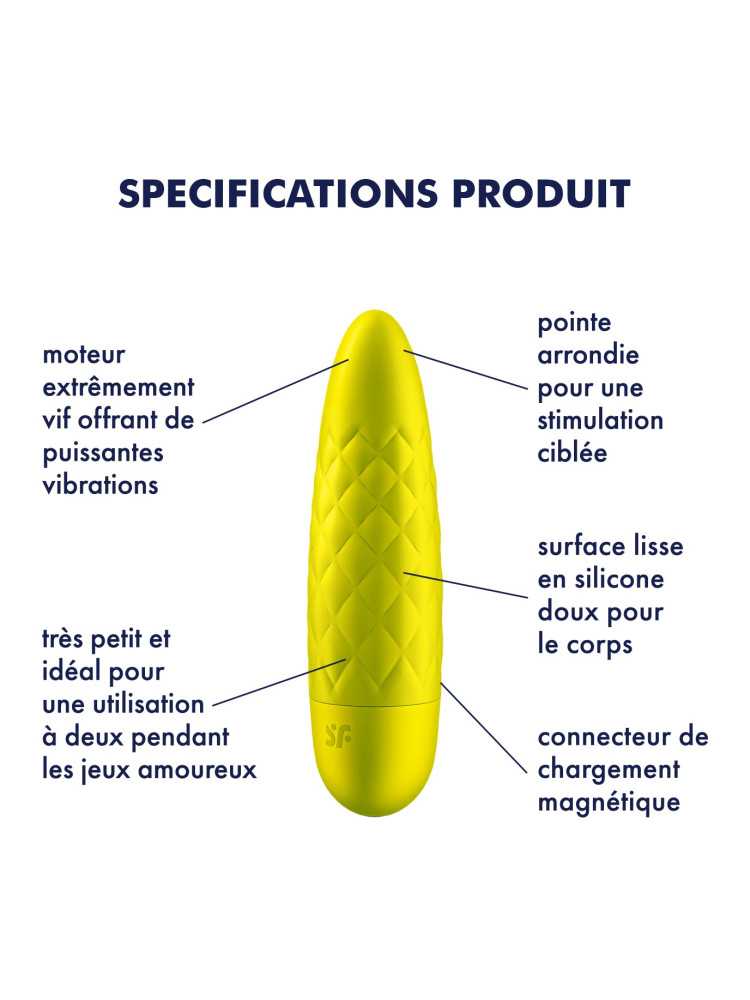 Vibromasseur jaune USB Ultra Power Bullet 5 Satisfyer - CC597737