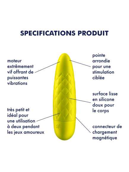 Vibromasseur jaune USB Ultra Power Bullet 5 Satisfyer - CC597737