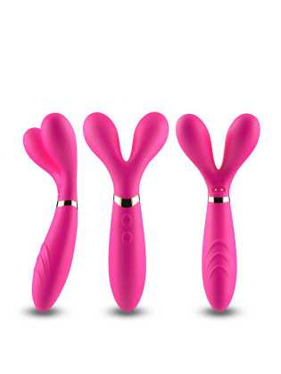 Vibromasseur Wand  rose en forme de Y avec 3 moteurs - USK-W04PNK