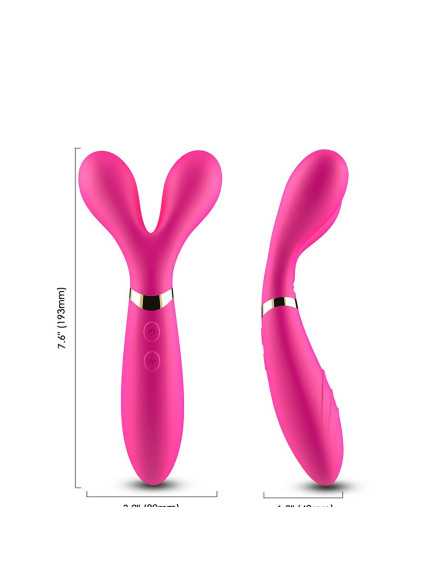 Vibromasseur Wand  rose en forme de Y avec 3 moteurs - USK-W04PNK