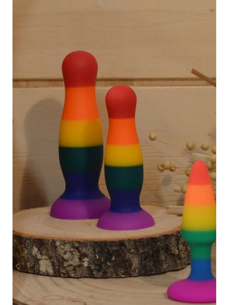 Plug anal ventouse multicouleur taille M - A-005-RAI-M
