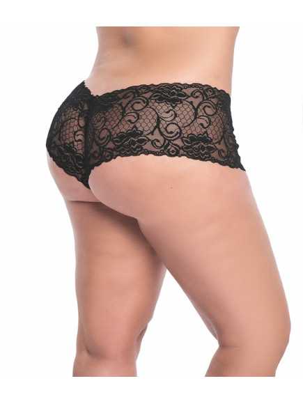 Shorty grande taille noire en dentelle - MAL90XBLK