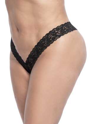 String brésilien en dentelle noir grande taille - MAL93XBLK