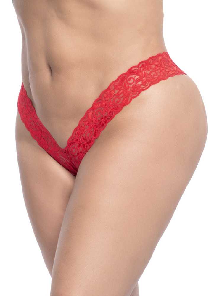 String brésilien rouge en dentelle grande taille - MAL93XRED