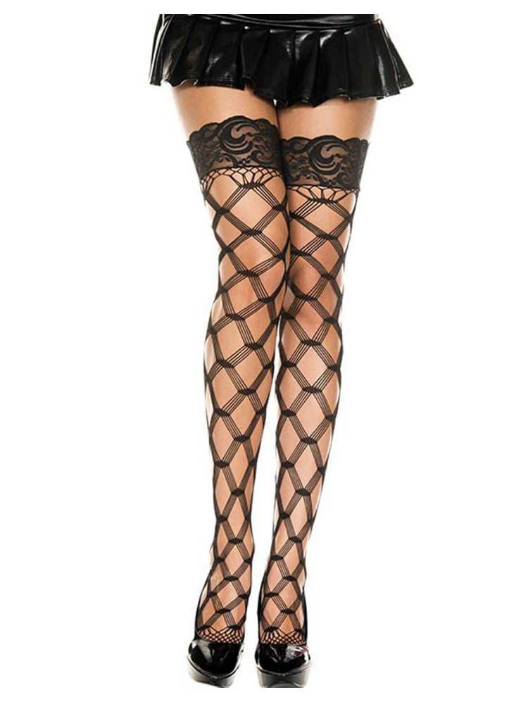 Bas noirs filet losange - MH4543BLK