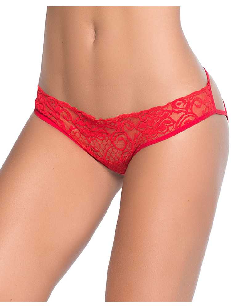 Culotte ouverte rouge ornements façon cage - MAL97RED