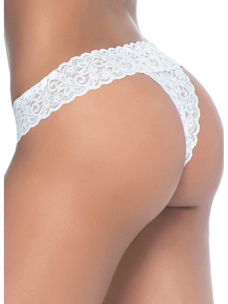String ouvert brésilien blanc en dentelle - MAL99WHT