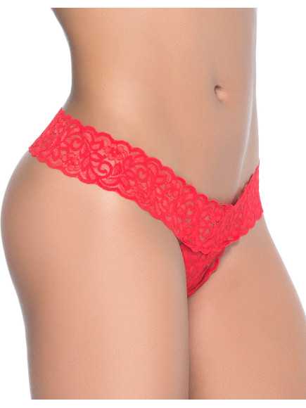 String ouvert brésilien rouge en dentelle - MAL99RED