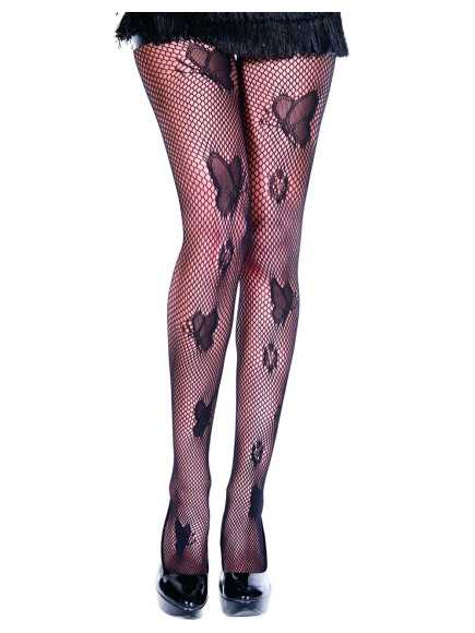 Collant sexy résille noir avec papillons - MH50020BLK