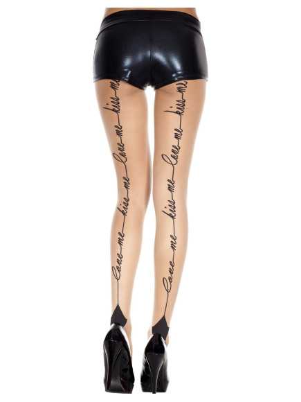 Collant nylon chair avec impression love me kiss me - MH7019NUD