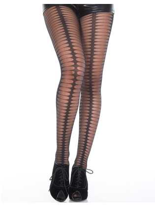 Collant fantaisie noir semi-opaque avec formes ovales - MH7176BLK