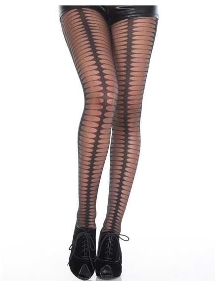 Collant fantaisie noir semi-opaque avec formes ovales - MH7176BLK
