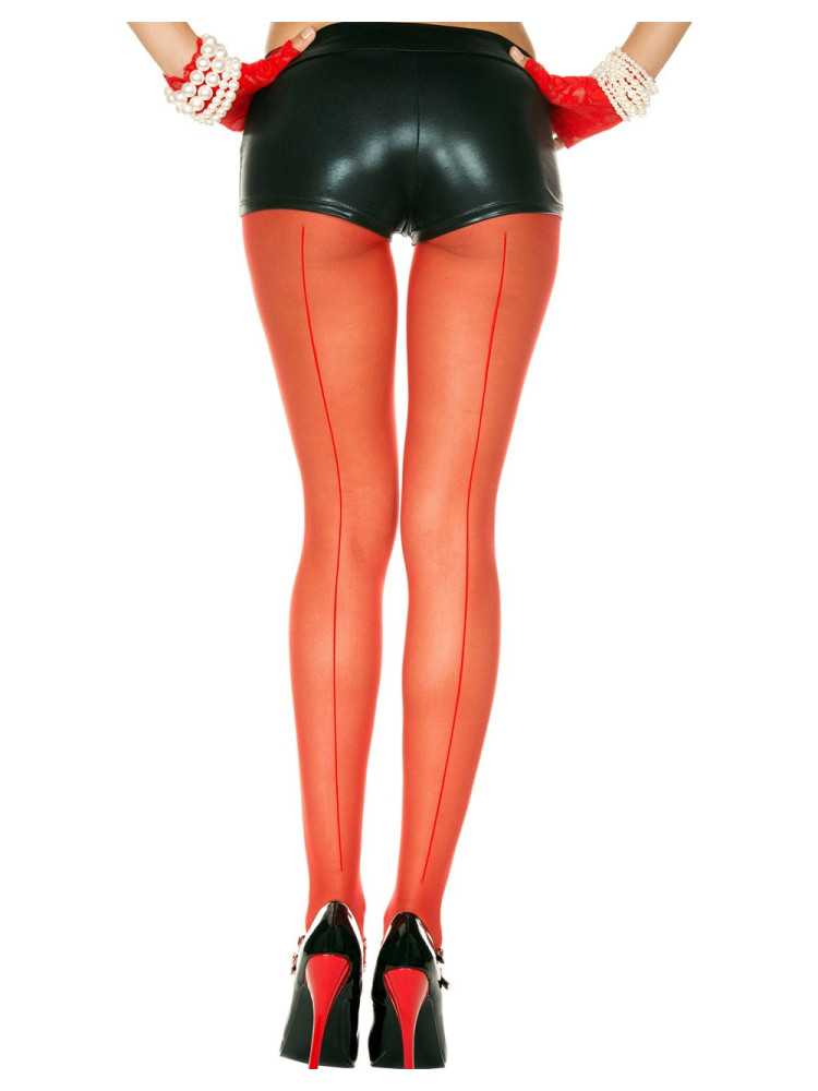 Collant rouge nylon coutures - MH820RED