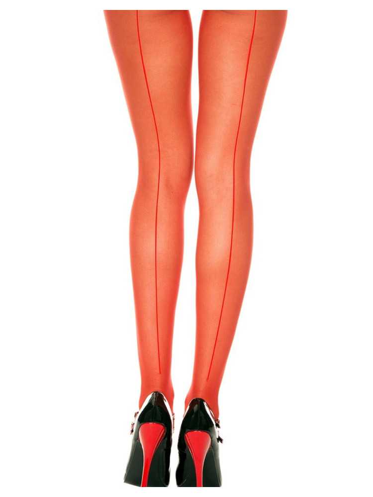 Collant rouge nylon coutures - MH820RED