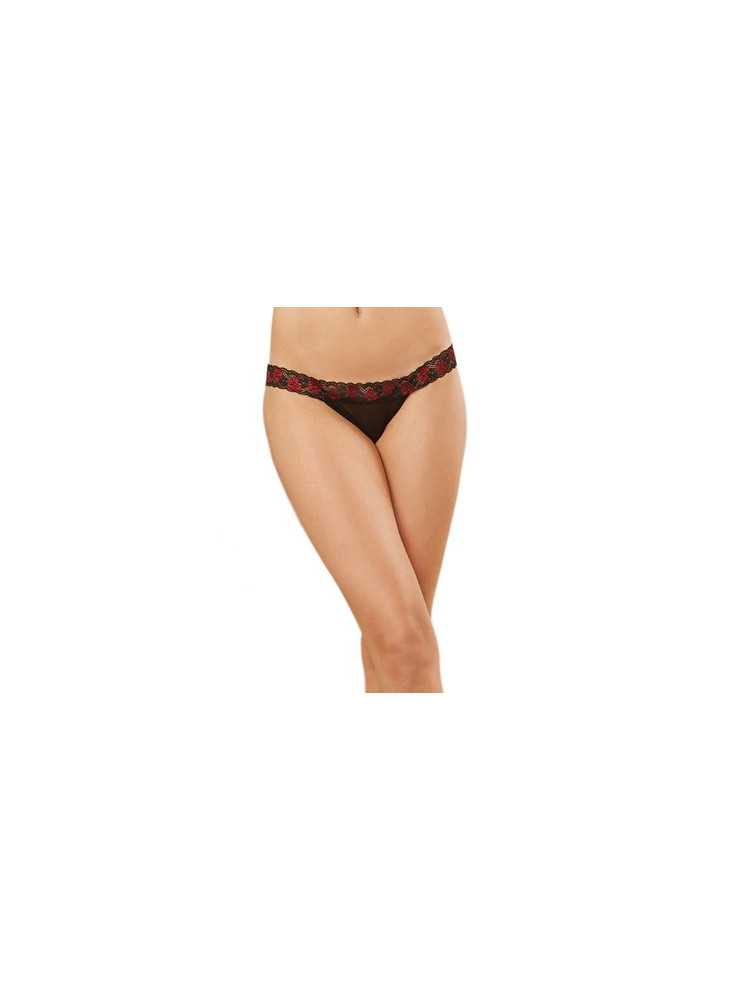 Panty dentelle et strappy - DG1424BLK