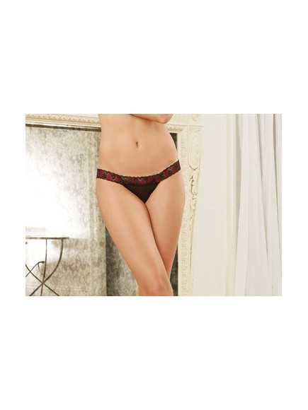 Panty dentelle et strappy - DG1424BLK