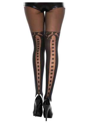 Collant semi opaque noir effet bas sexy fantaisie - MH7084BLK