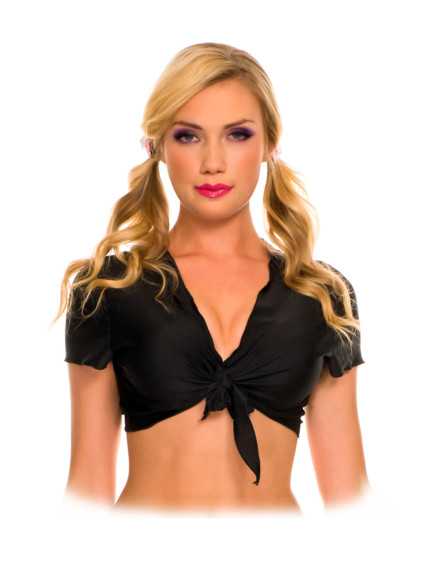 Top court, manches courtes , attache nœud devant - ML25076BLK