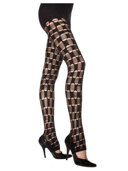 Legging noir sexy filet à motifs - MH35245BLK