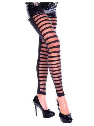 Legging fashion noir avec avant ajouré et transparence - MH35005BLK