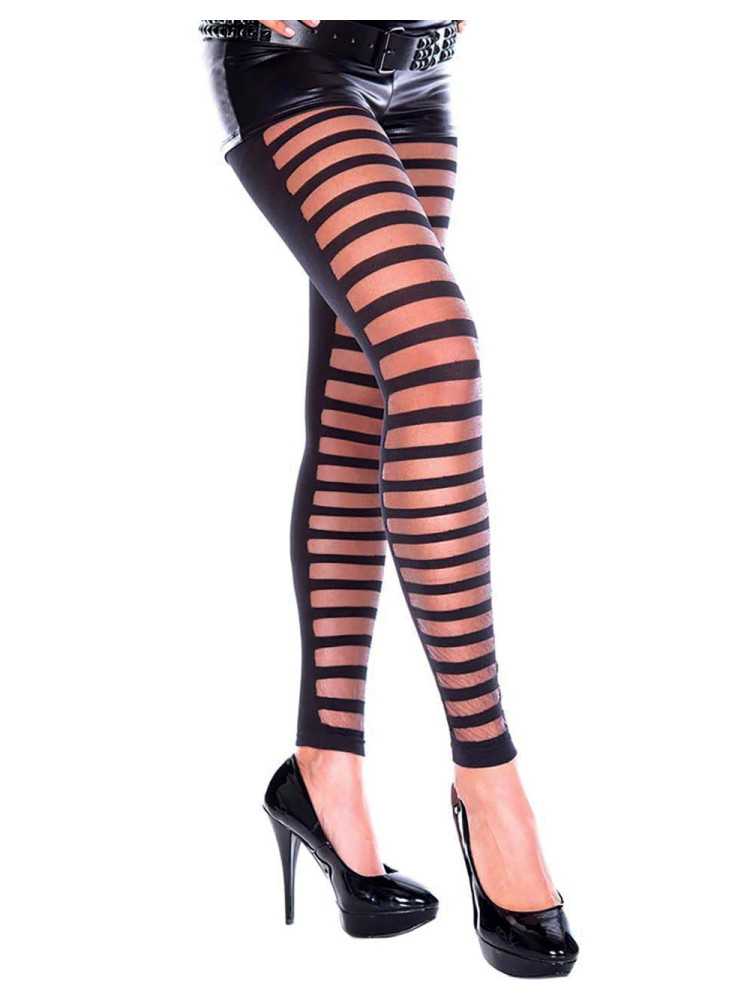 Legging fashion noir avec avant ajouré et transparence - MH35005BLK