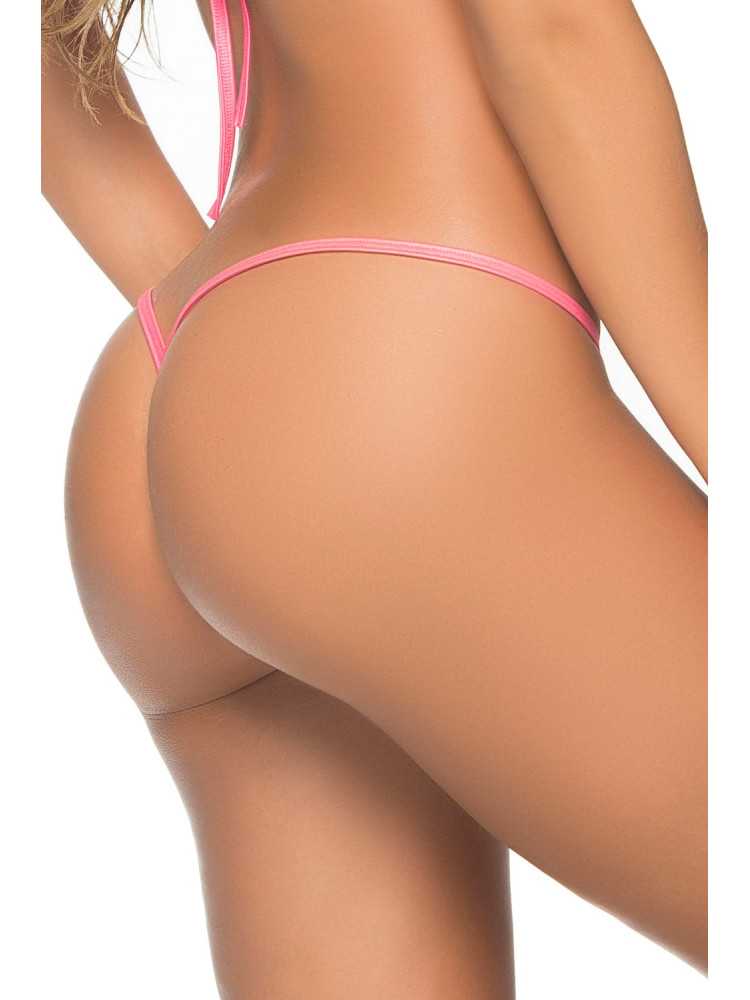 String ficelle en Y wetlook rose - MAL1048WPK