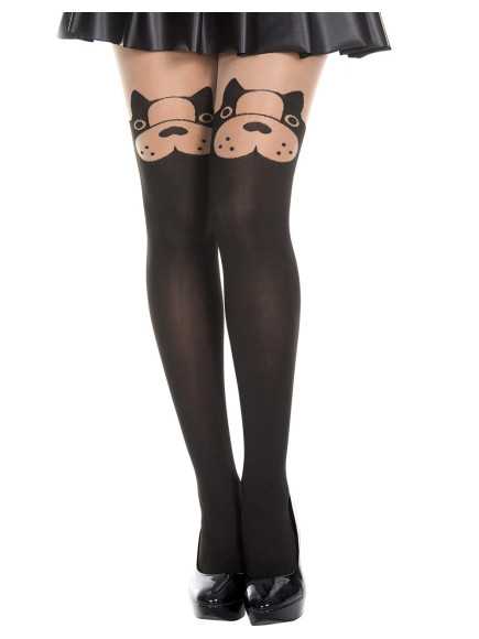 Collant semi opaque avec tête de chien fantaisie - MH7159BBE