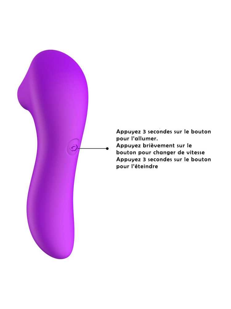 Stimulateur succion de clitoris et tétons USB violet - BOZ-086PUR