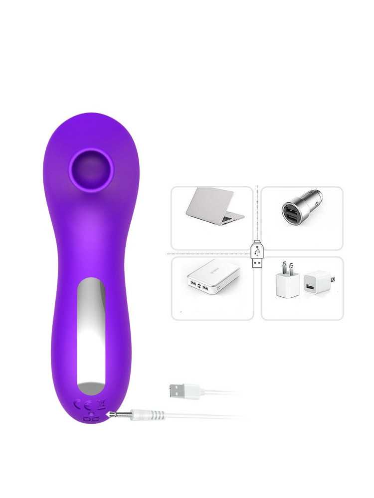 Stimulateur succion de clitoris et tétons USB violet - BOZ-086PUR