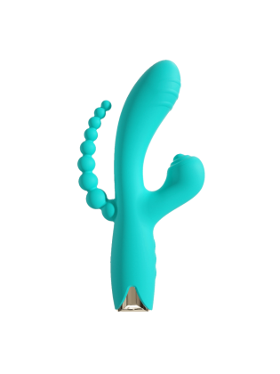 Vibromasseur triple stimulation USB turquoise Snappy Bunny - WS-NV062CTUR