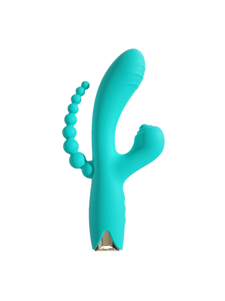 Vibromasseur triple stimulation USB turquoise Snappy Bunny - WS-NV062CTUR