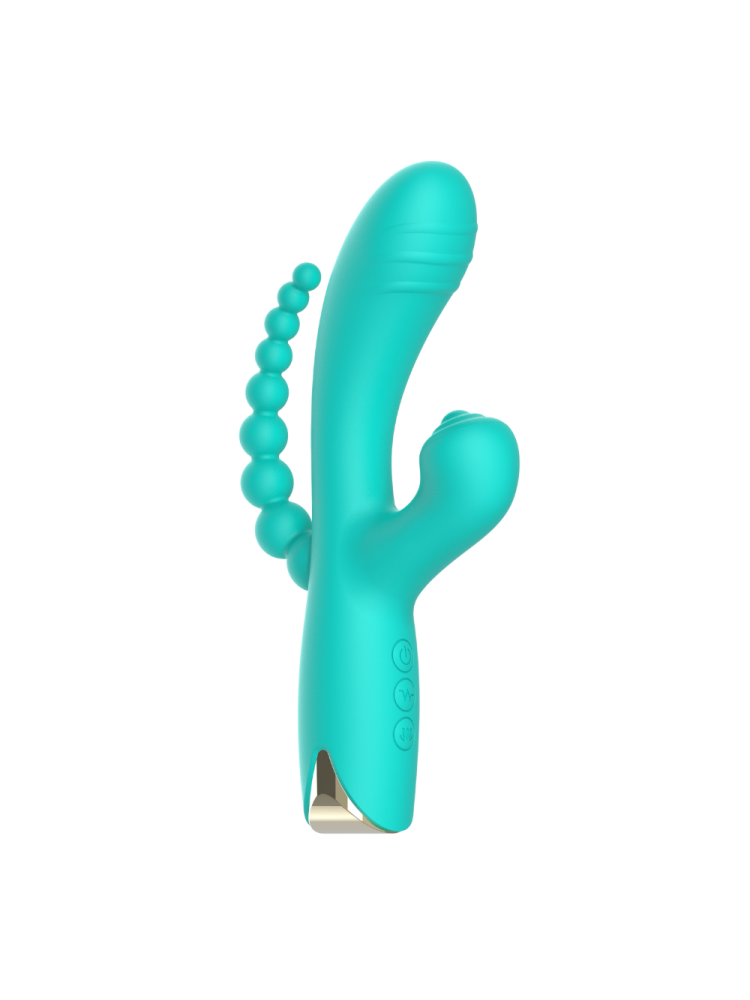 Vibromasseur triple stimulation USB turquoise Snappy Bunny - WS-NV062CTUR