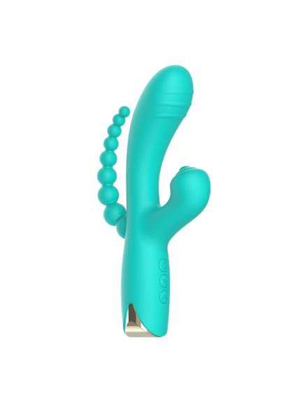 Vibromasseur triple stimulation USB turquoise Snappy Bunny - WS-NV062CTUR