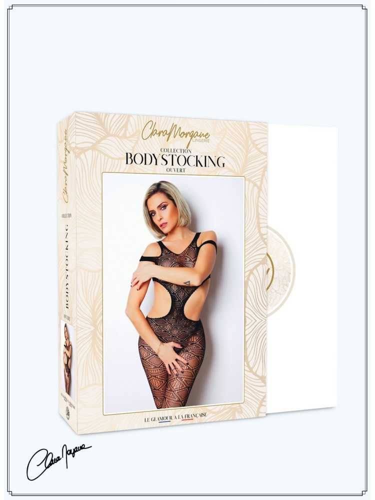 Body noir avec ouverture sexy - Le Numéro 3 - Collection Bodystocking - CM99003