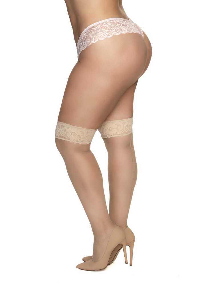 Bas en nylon, grande taille, semi transparent chair - MAL1101XNUDE