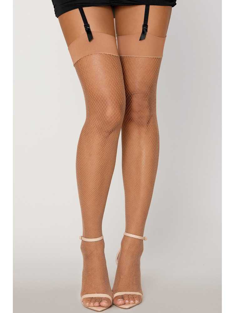 Bas résille avec liseret et nœud chair - DG0192NUD