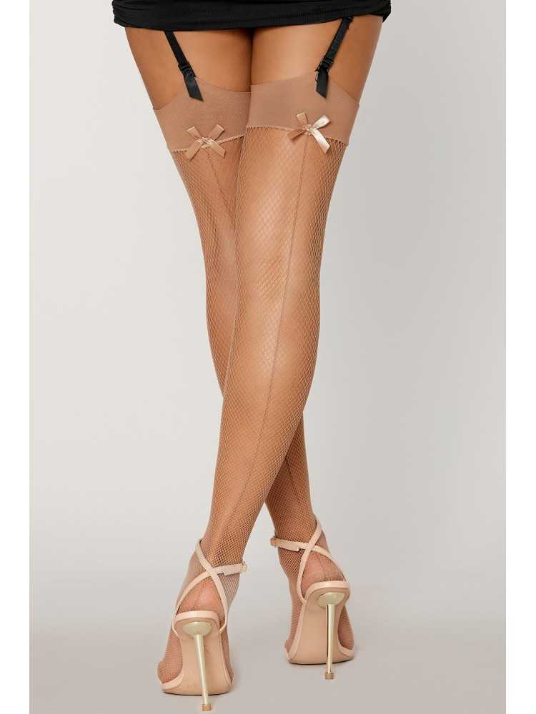 Bas résille avec liseret et nœud chair - DG0192NUD