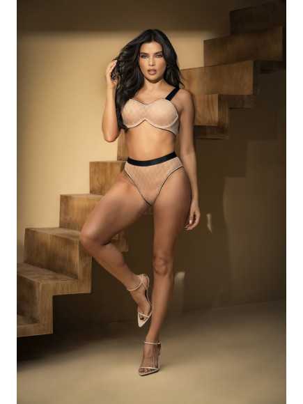 Ensemble 2 pièces soutien-gorge et culotte Chair / Noir - MAL8779NBK