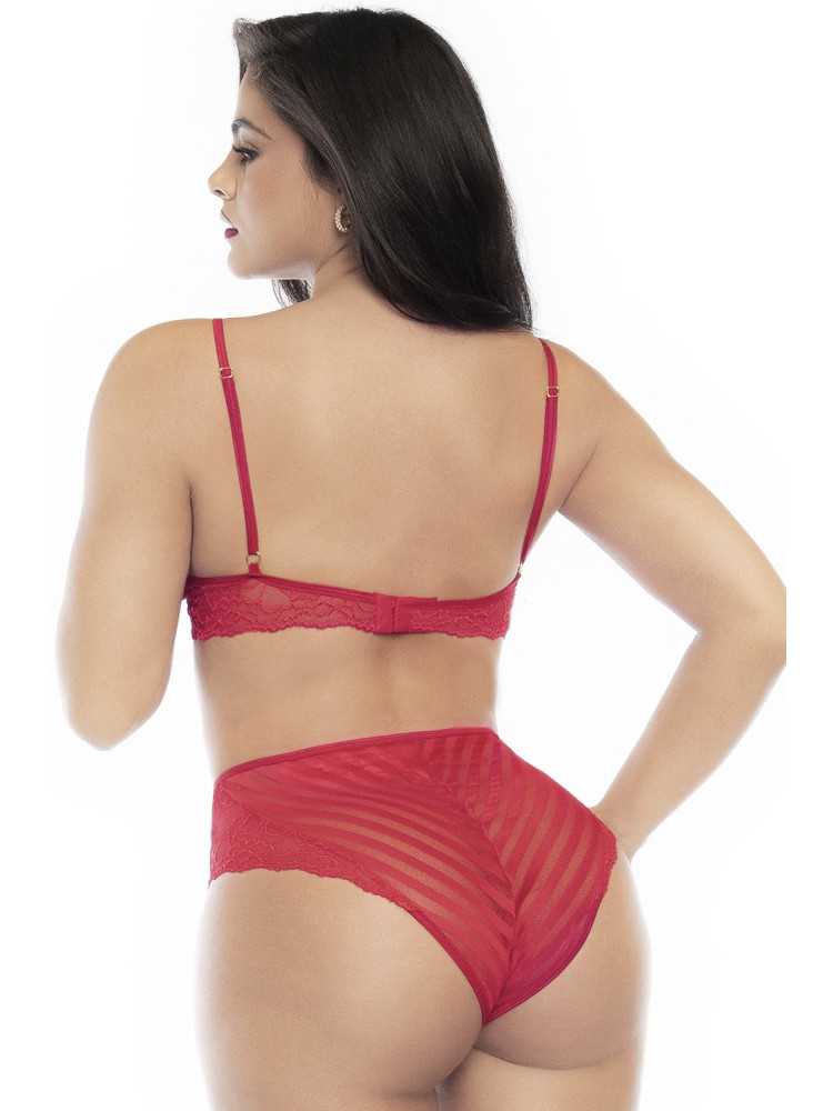 Ensemble deux pièces en dentelle rouge - MAL8815RED