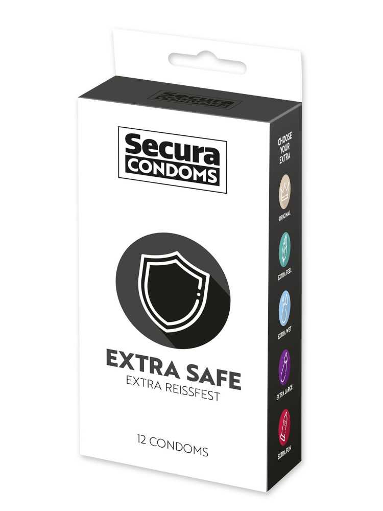 Préservatifs lubrifiés, plus épais, en latex x12 avec réservoir Extra Safe 53 mm - R416614
