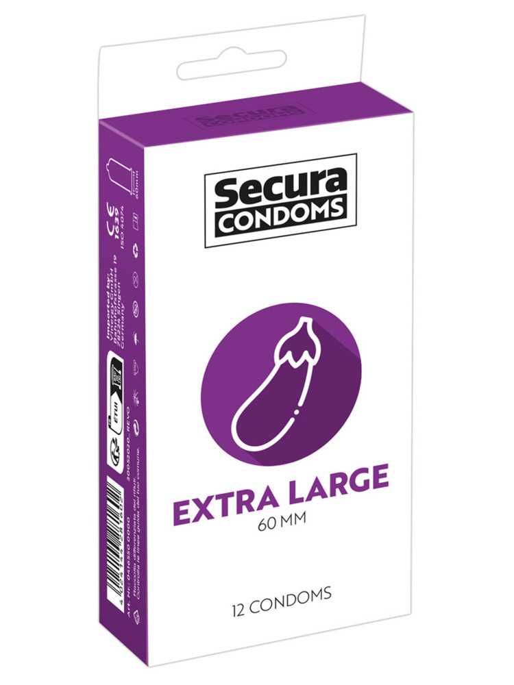 Préservatifs lubrifiés en latex x12 avec réservoir Extra Large 60 mm - R416550
