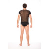 T-shirt noir rayé opaque et transparent - LM2906-81BLK
