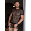 T-shirt noir sexy filet irrégulier fétichiste - LM810-77BLK